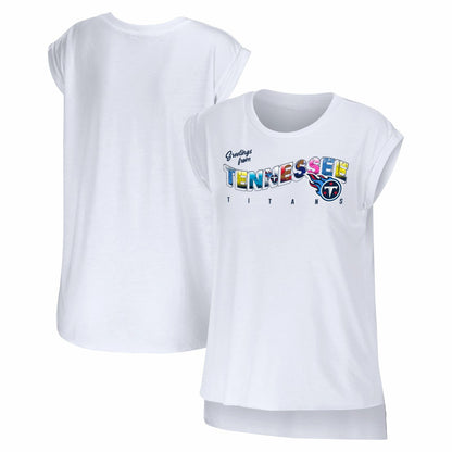 Tennessee Titans WEAR by Erin Andrews Women's Greetings From Muscle T-Shirt - White cheap