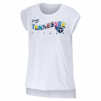 Tennessee Titans WEAR by Erin Andrews Women's Greetings From Muscle T-Shirt - White cheap