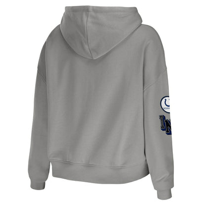Indianapolis Colts WEAR by Erin Andrews Women's Modest Cropped Pullover Hoodie - Gray outlet