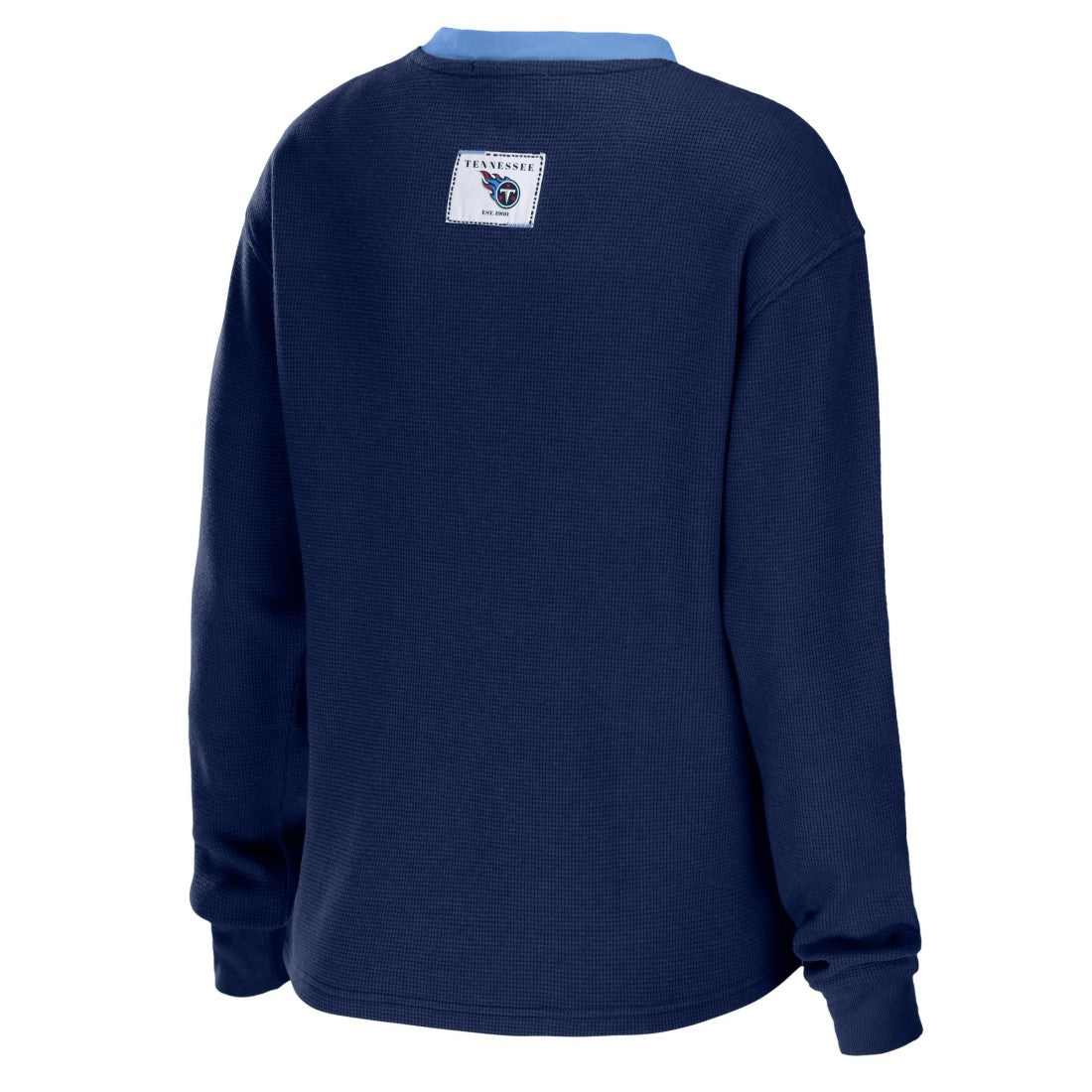 Tennessee Titans WEAR by Erin Andrews Women's Waffle Henley Long Sleeve T-Shirt - Navy outlet