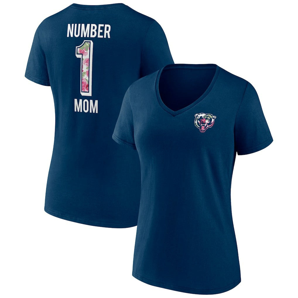 Chicago Bears Women's Plus Size Mother's Day #1 Mom V-Neck T-Shirt - Navy online