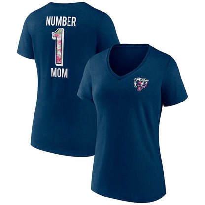 Chicago Bears Women's Plus Size Mother's Day #1 Mom V-Neck T-Shirt - Navy online