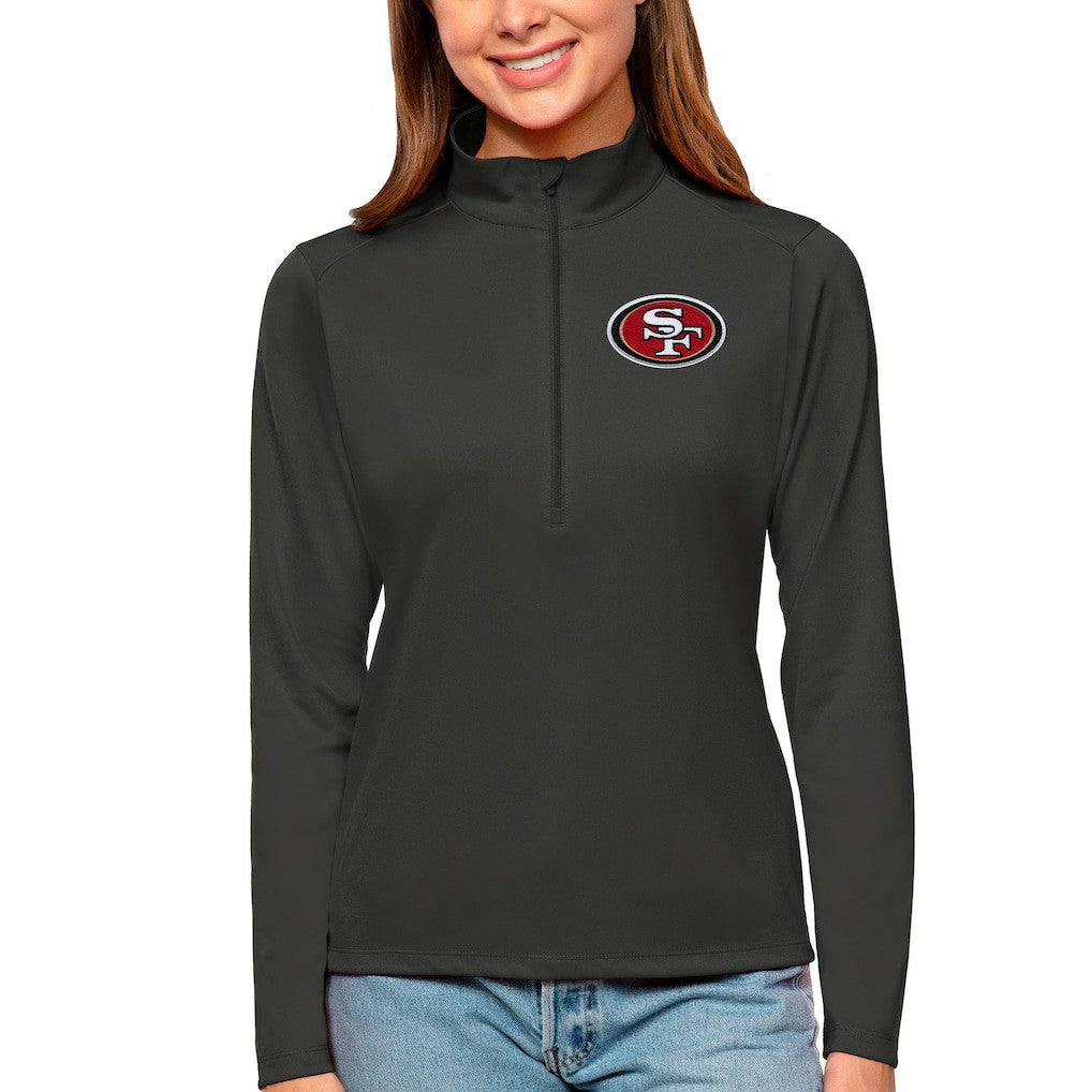 San Francisco 49ers Antigua Women's Tribute Half-Zip Top - Charcoal discount