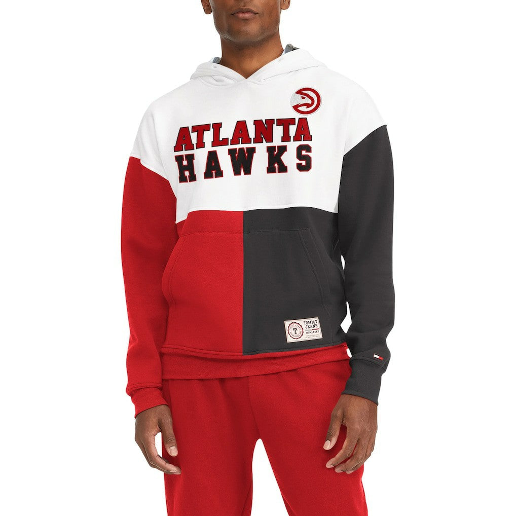 Atlanta Hawks Tommy Jeans Andrew Split Pullover Hoodie - White/Red on sale