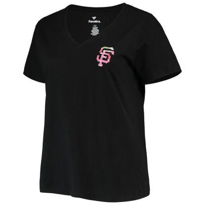 San Francisco Giants Women's Plus Size #1 Mom 2-Hit V-Neck T-Shirt - Black