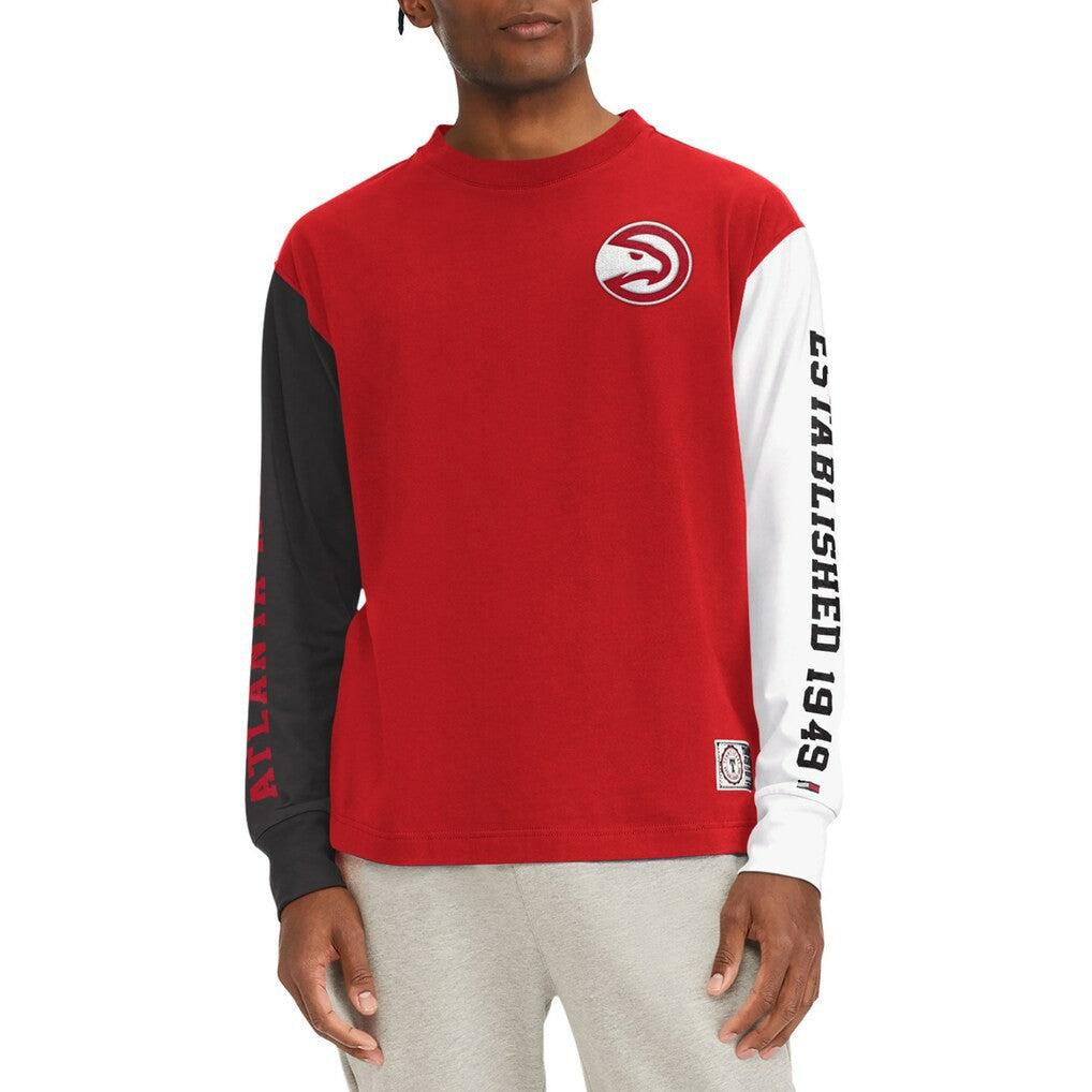 Atlanta Hawks Tommy Jeans Richie Color Block Long Sleeve T-Shirt - Red shop