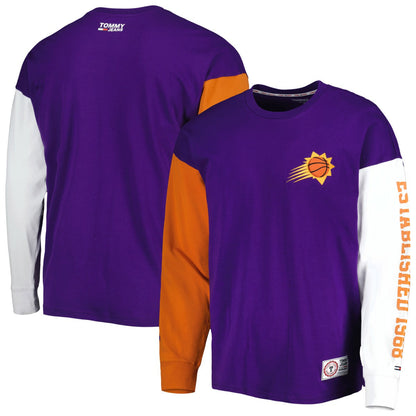 Phoenix Suns Tommy Jeans Richie Color Block Long Sleeve T-Shirt - Purple sale