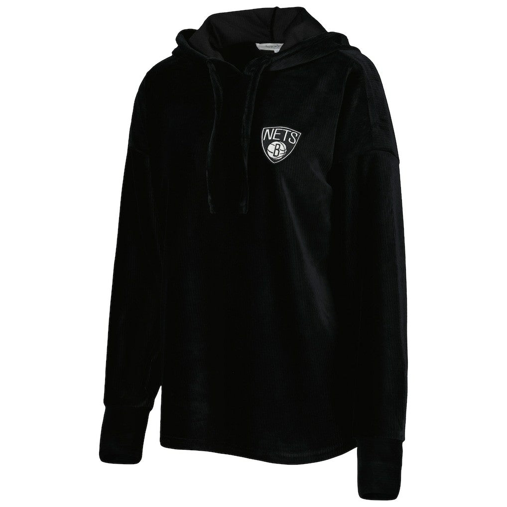 Brooklyn Nets Touch Women's End Line Velour Pullover Hoodie - Black for sale