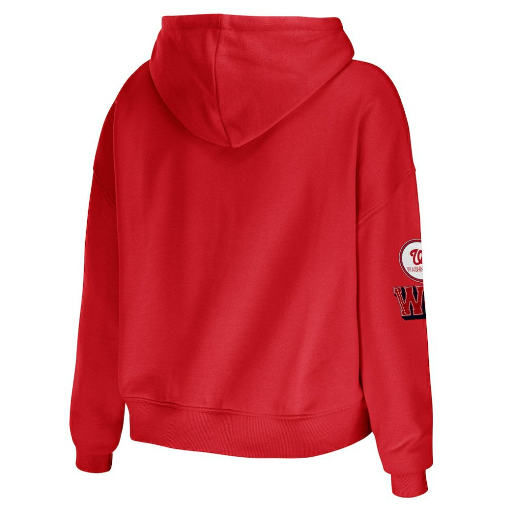 Washington Nationals WEAR by Erin Andrews Women's Modest Patches Cropped Pullover Hoodie - Red