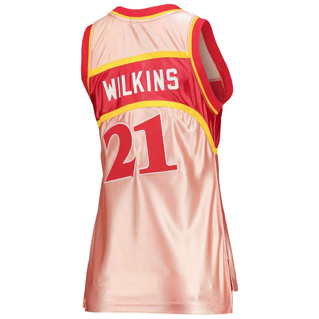 Dominique Wilkins Atlanta Hawks Women's 75th Anniversary Rose Gold 1986 Swingman Jersey - Pink | Mitchell & Ness outlet