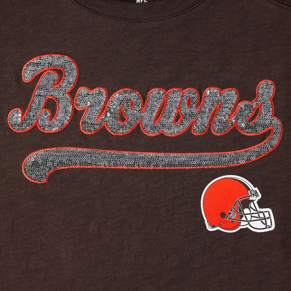 Cleveland Browns Tommy Hilfiger Women's Justine Long Sleeve Tunic T-Shirt - Brown for sale