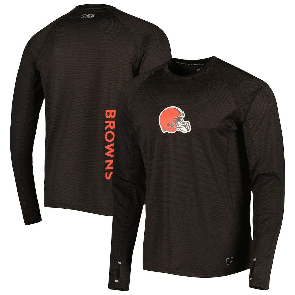 Cleveland Browns MSX by Michael Strahan Interval Long Sleeve Raglan T-Shirt - Brown cheap