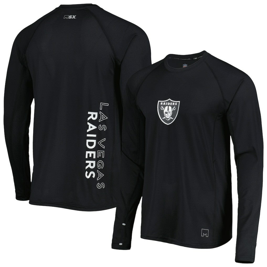 Las Vegas Raiders MSX by Michael Strahan Interval Long Sleeve Raglan T-Shirt - Black cheap