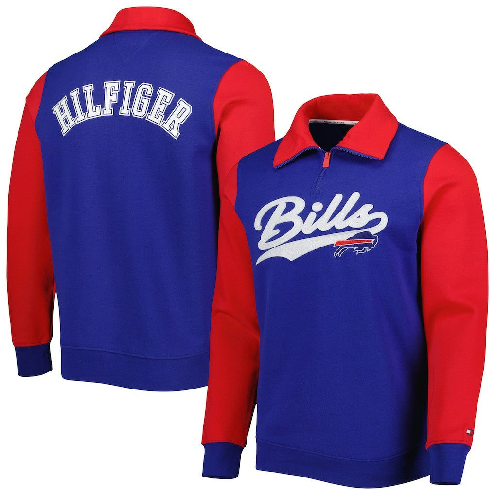 Buffalo Bills Tommy Hilfiger Aiden Quarter-Zip Sweatshirt - Royal/Red for sale