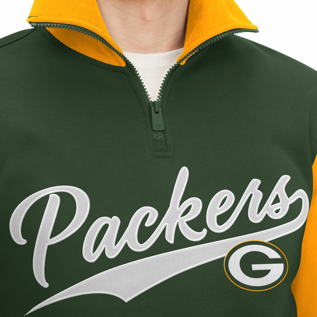 Green Bay Packers Tommy Hilfiger Aiden Quarter-Zip Sweatshirt - Green/Gold discount