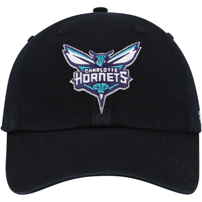 Charlotte Hornets '47 Core Logo Clean Up Adjustable Hat - Black | 47 brand outlet