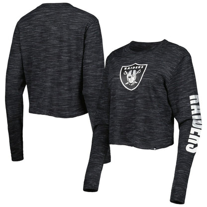 Las Vegas Raiders New Era Women's Crop Long Sleeve T-Shirt - Black for sale