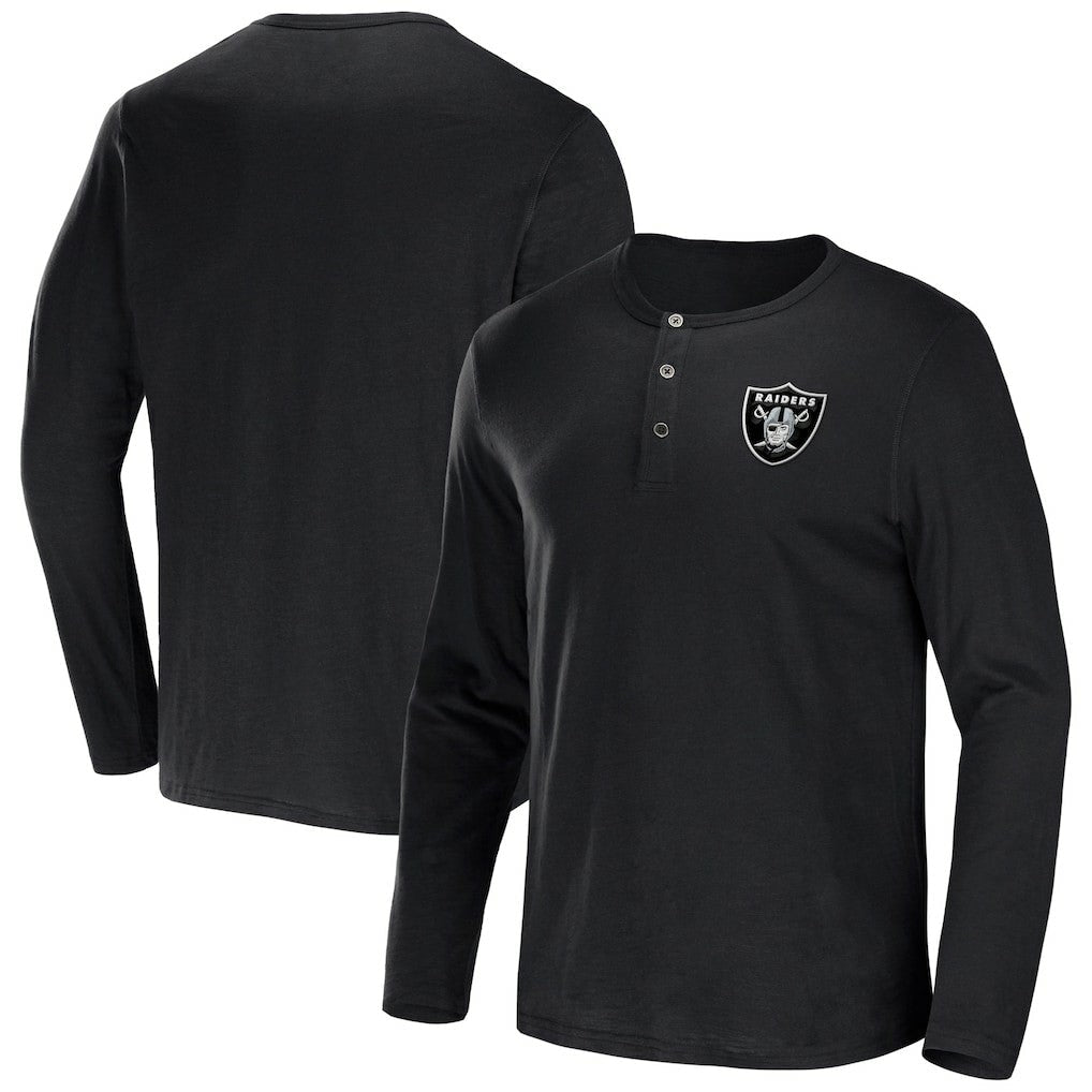 Las Vegas Raiders NFL x Darius Rucker Collection Slub Jersey Henley Long Sleeve T-Shirt - Black discount