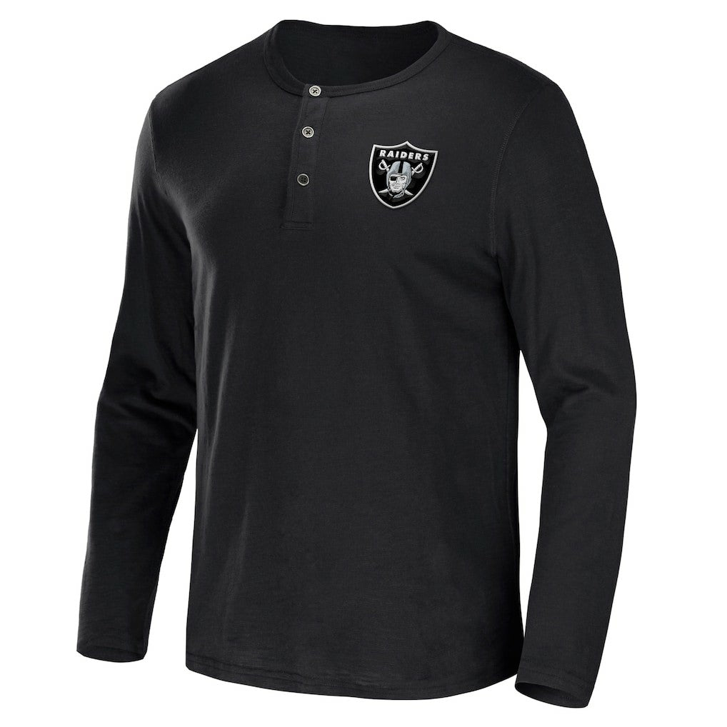 Las Vegas Raiders NFL x Darius Rucker Collection Slub Jersey Henley Long Sleeve T-Shirt - Black discount