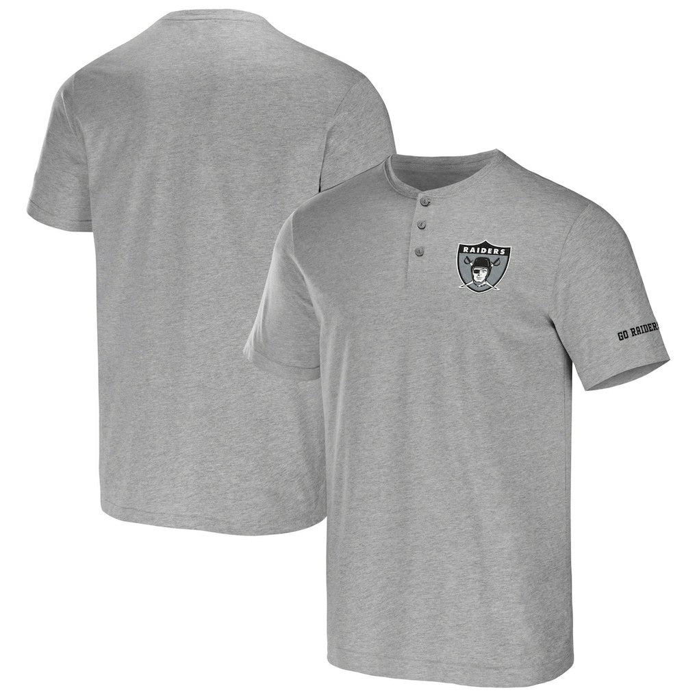 Las Vegas Raiders NFL x Darius Rucker Collection Henley T-Shirt - Heather Gray for sale