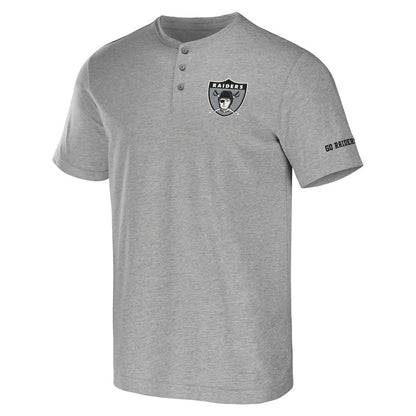 Las Vegas Raiders NFL x Darius Rucker Collection Henley T-Shirt - Heather Gray for sale