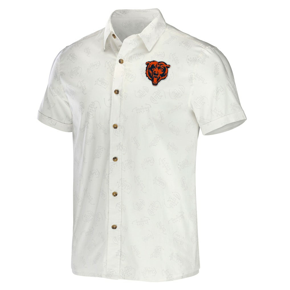 Chicago Bears NFL x Darius Rucker Collection Woven Button-Up T-Shirt - White on sale
