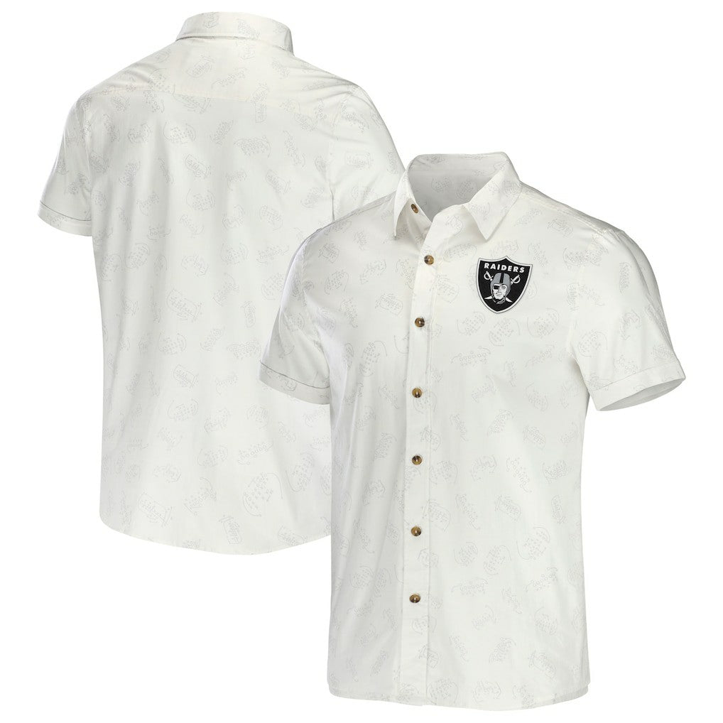 Las Vegas Raiders NFL x Darius Rucker Collection Woven Button-Up T-Shirt - White cheap