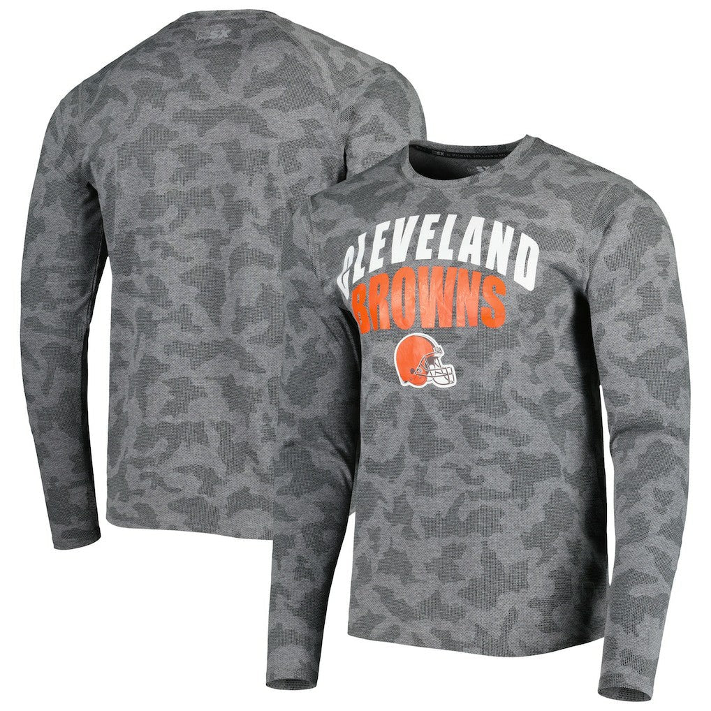 Cleveland Browns MSX by Michael Strahan Performance Camo Long Sleeve T-Shirt - Black cheap