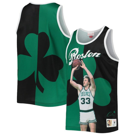 Larry Bird Boston Celtics Sublimated Player Tank Top - Kelly Green/Black | Mitchell & Ness on sale
