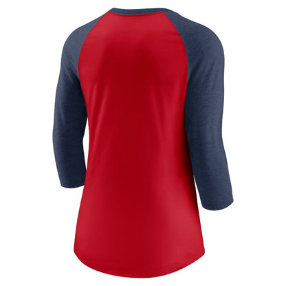 Minnesota Twins Women's Next Up Tri-Blend Raglan 3/4-Sleeve T-Shirt - Red/Navy | Nike