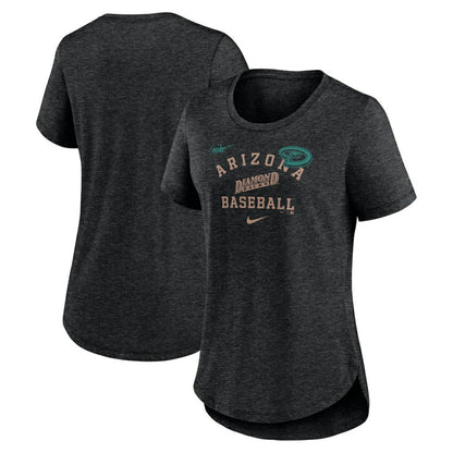 Arizona Diamondbacks Women's Rewind Arch Mix Tri-Blend T-Shirt - Heather Black | Nike