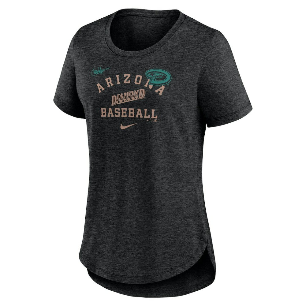 Arizona Diamondbacks Women's Rewind Arch Mix Tri-Blend T-Shirt - Heather Black | Nike