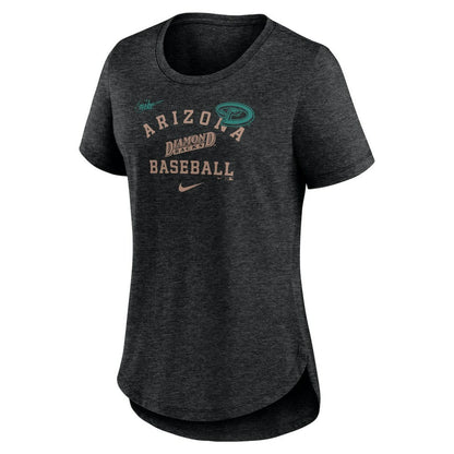 Arizona Diamondbacks Women's Rewind Arch Mix Tri-Blend T-Shirt - Heather Black | Nike