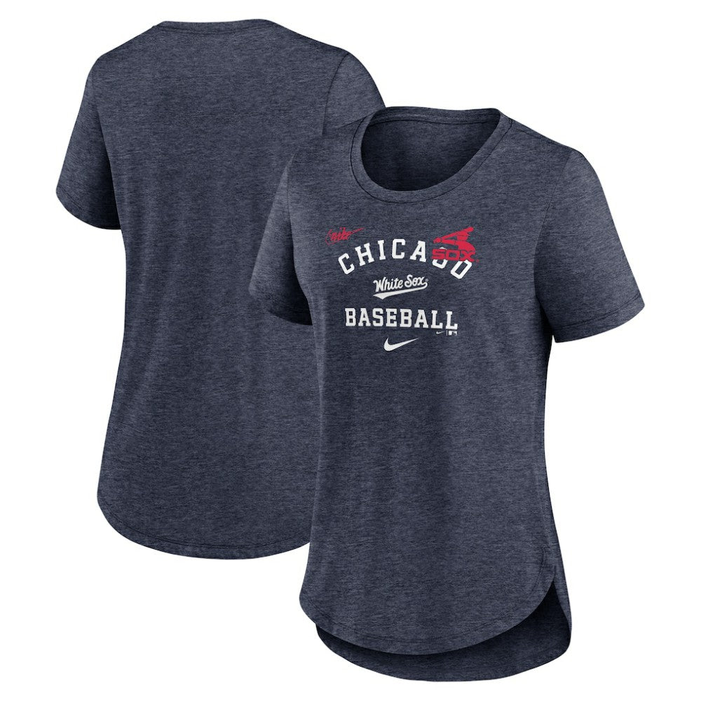 Chicago White Sox Women's Rewind Arch Mix Tri-Blend T-Shirt - Heather Navy | Nike
