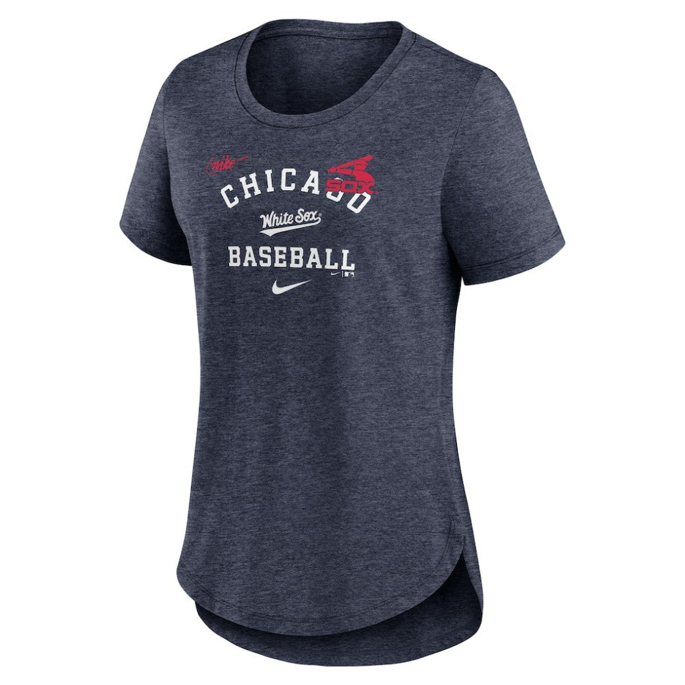 Chicago White Sox Women's Rewind Arch Mix Tri-Blend T-Shirt - Heather Navy | Nike