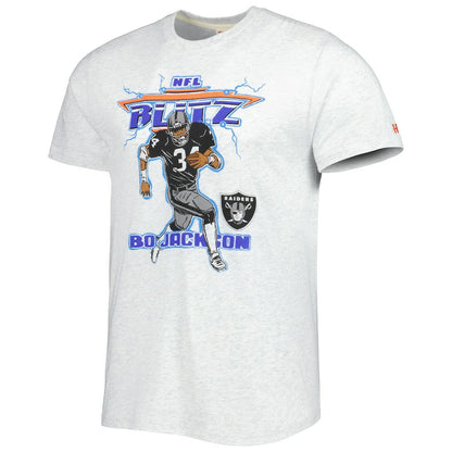 Bo Jackson Las Vegas Raiders Homage Unisex NFL Blitz Retired Player Tri-Blend T-Shirt - Heathered Ash discount