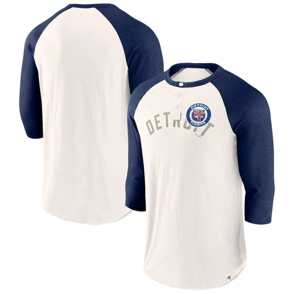 Detroit Tigers Backdoor Slider Raglan 3/4-Sleeve T-Shirt - White/Navy