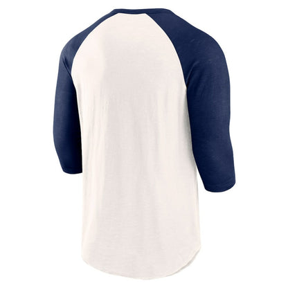 Detroit Tigers Backdoor Slider Raglan 3/4-Sleeve T-Shirt - White/Navy