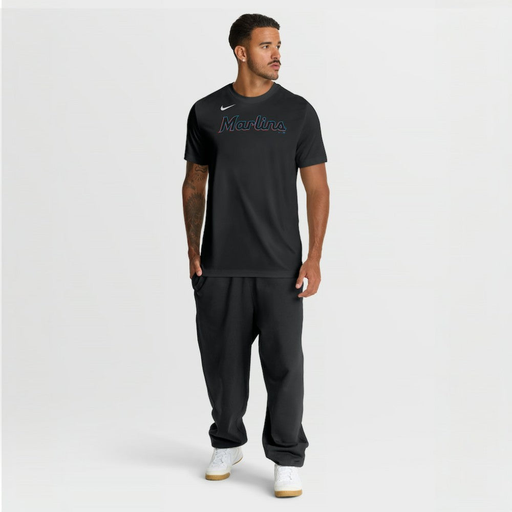 Miami Marlins New Legend Wordmark Dri-FIT T-Shirt - Black | Nike