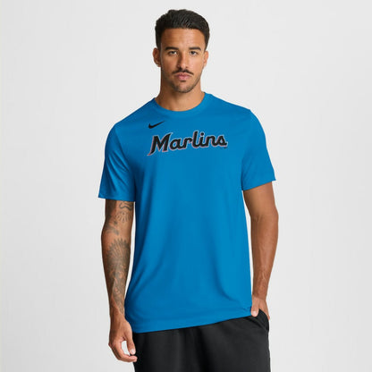 Miami Marlins New Legend Wordmark Dri-FIT T-Shirt - Light Blue | Nike