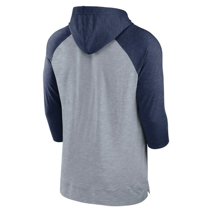 Washington Nationals Baseball Raglan 3/4-Sleeve Pullover Hoodie - Heather Gray/Heather Navy | Nike