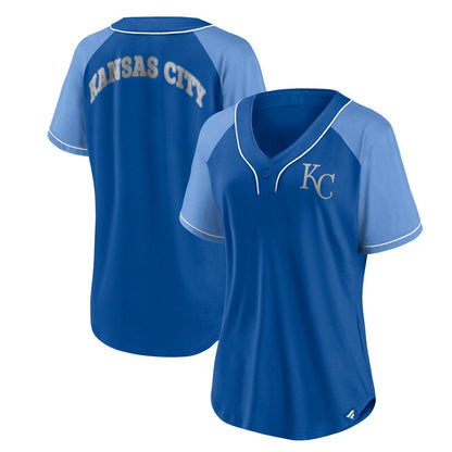Kansas City Royals Women's Ultimate Style Raglan V-Neck T-Shirt - Royal
