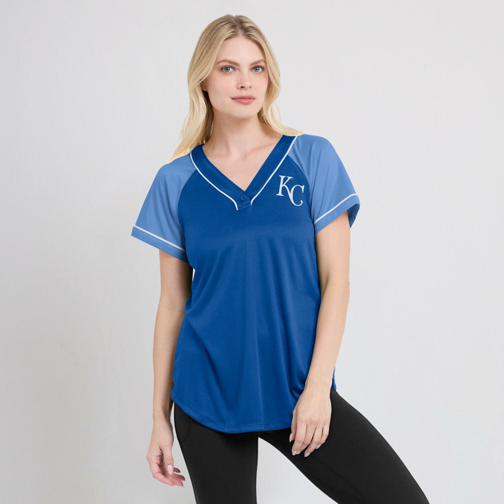 Kansas City Royals Women's Ultimate Style Raglan V-Neck T-Shirt - Royal