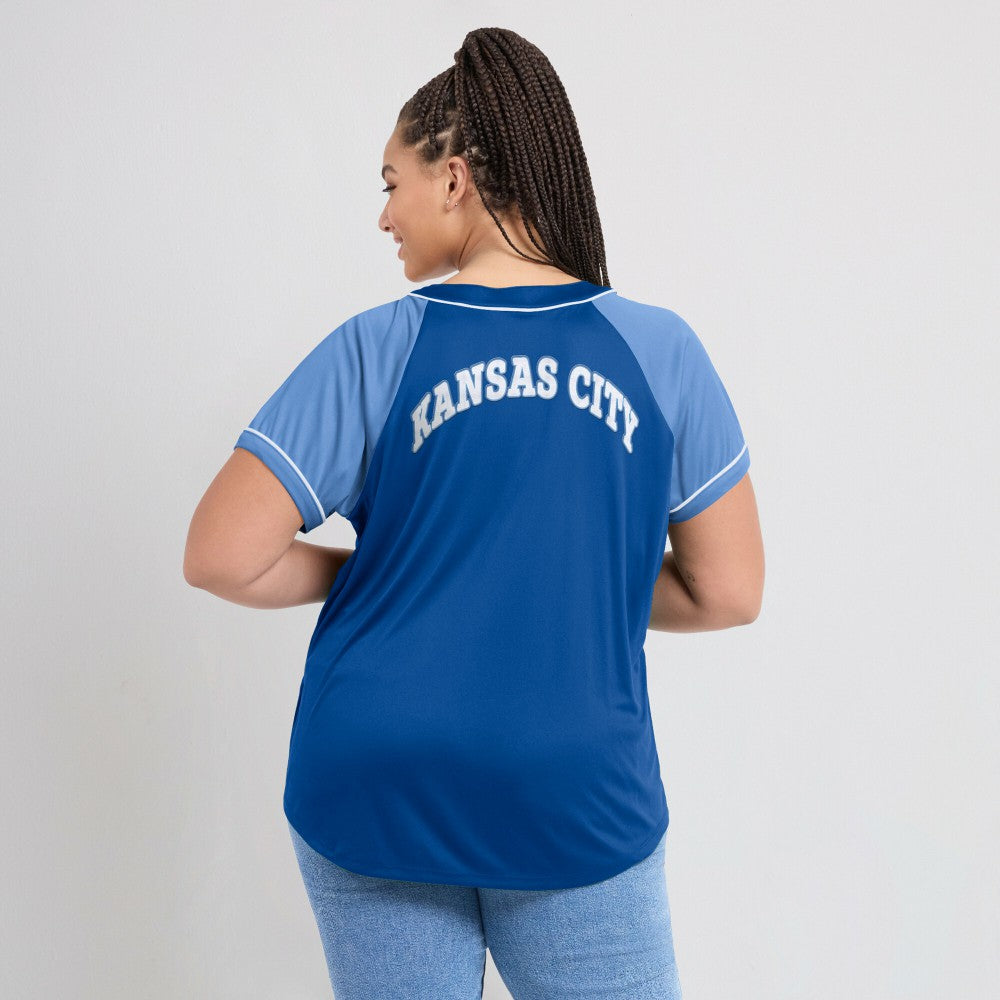 Kansas City Royals Women's Ultimate Style Raglan V-Neck T-Shirt - Royal