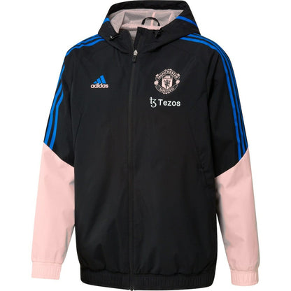 Manchester United Training All-Weather Raglan Full-Zip Hoodie Jacket - Black | Adidas cheap