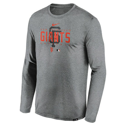 San Francisco Giants Authentic Collection Team Logo Legend Performance Long Sleeve T-Shirt - Heather Gray | Nike