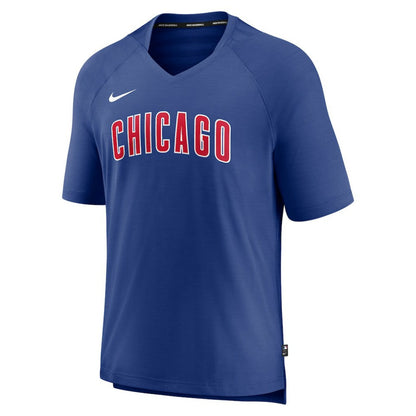 Chicago Cubs Authentic Collection Pregame Raglan Performance V-Neck T-Shirt - Royal | Nike
