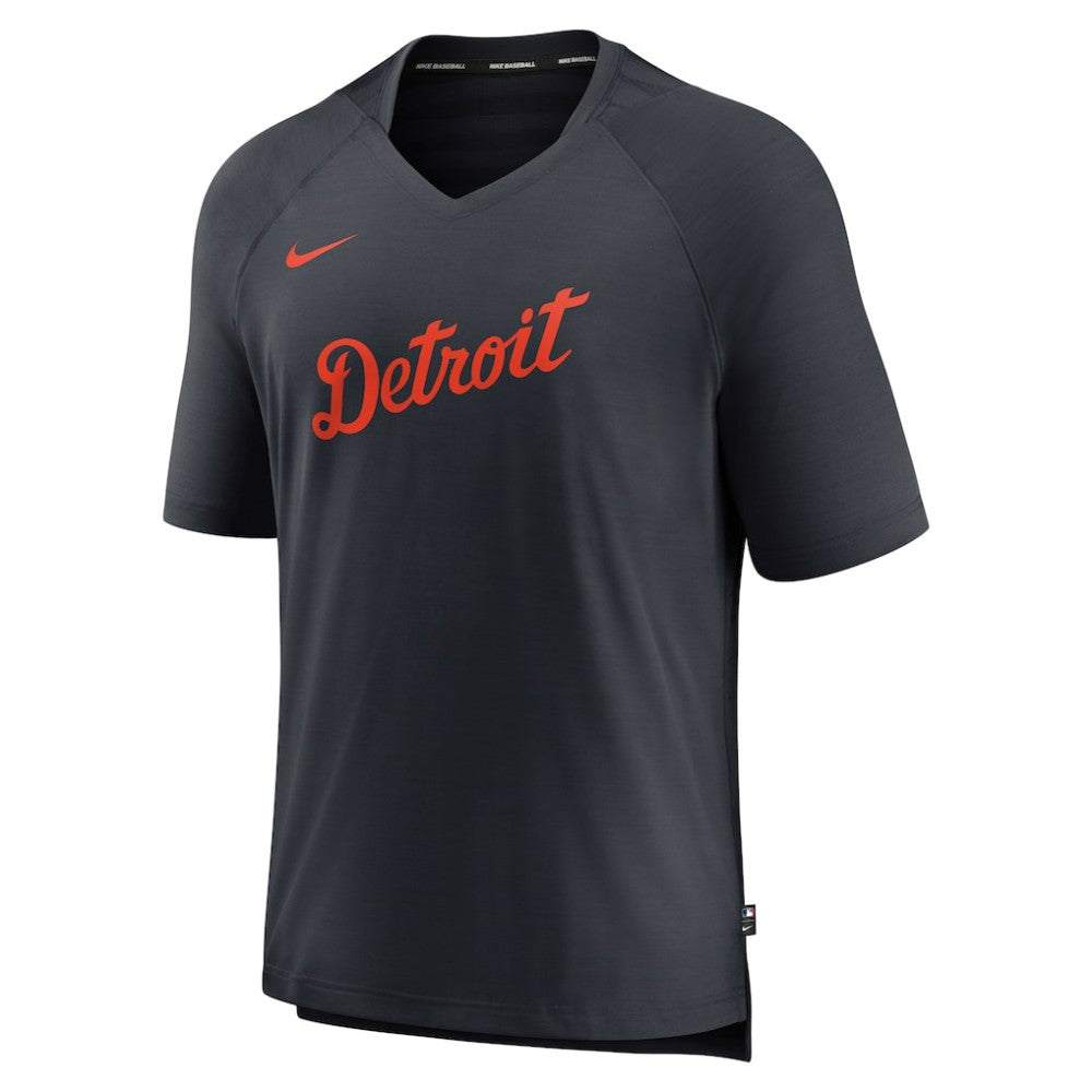 Detroit Tigers Authentic Collection Pregame Raglan Performance V-Neck T-Shirt - Navy | Nike