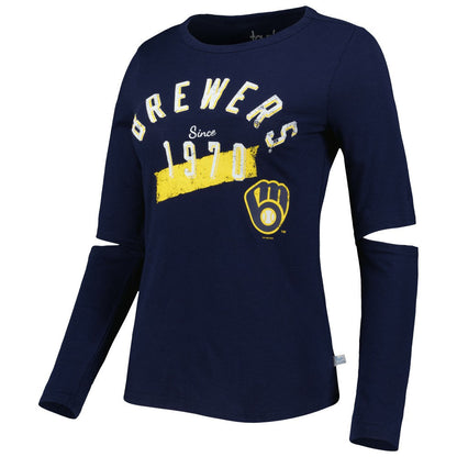Milwaukee Brewers Touch Women's Formation Long Sleeve T-Shirt - Navy