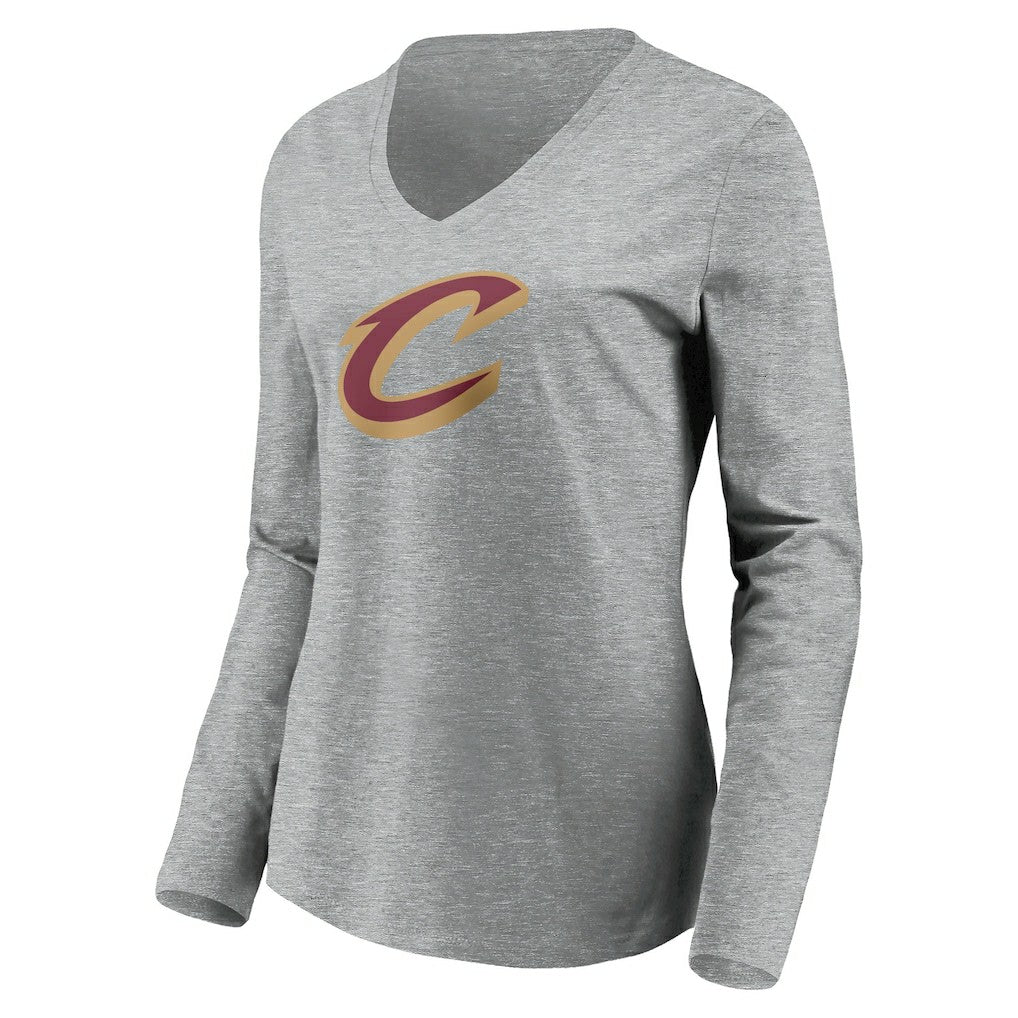 Cleveland Cavaliers Women's Primary Logo Team Long Sleeve V-Neck T-Shirt sale - Heathered Gray outlet
